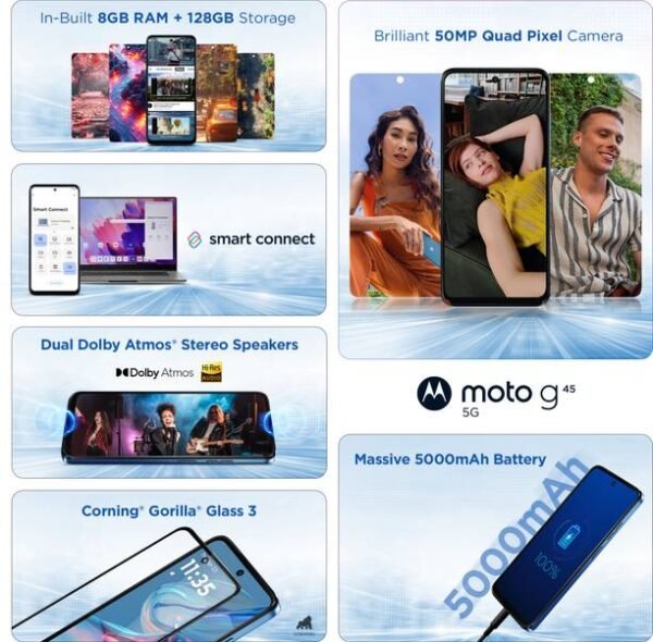 Motorola g45 5G (Brilliant Blue, 128 GB) - Image 5